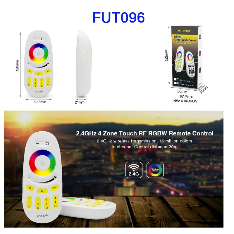 FUT096 Miboxer 2,4G RF беспроводной пульт дистанционного управления одноцветная Цветовая температура RGB RGBW RGB+ CCT контроллер светодиодной ленты WiFi iBox умный светильник - Цвет: FUT096