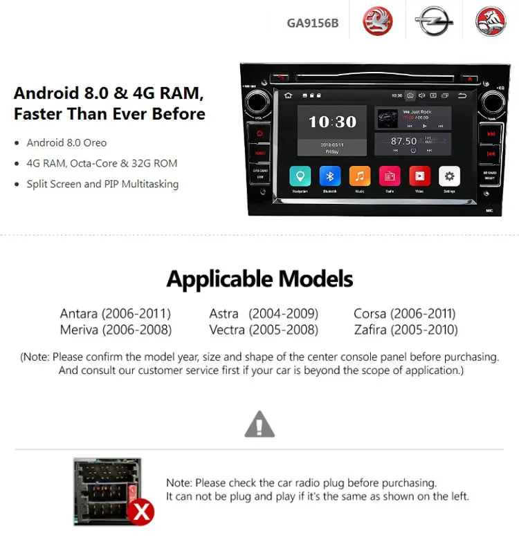 Top 7" Android 8.0 Oreo OS Car DVD GPS Radio for Opel/Vauxhall/Holden Corsa (D) 2006-2011 & Zafira (B) 2005-2012 & Vivaro 2006-2010 0