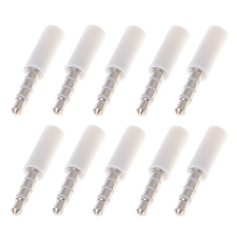 

10Pcs 4 Pole 3.5mm Male Stereo Earphone Headphone Jack Plug Black/White