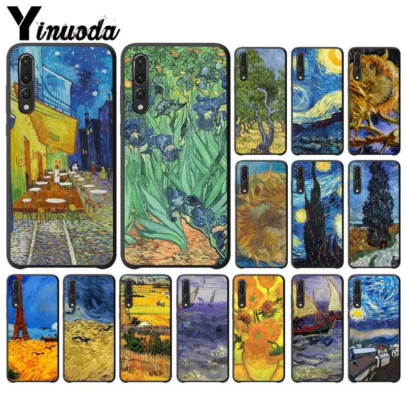 Yinuoda Van Gogh художественный мягкий силиконовый черный чехол для телефона iPhone 8 7 6 6S