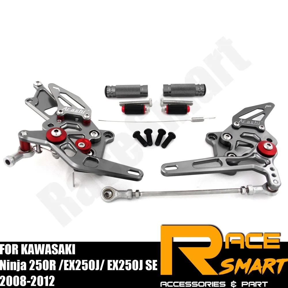 

FOR KAWASAKI NINJA 250R EX250J SE 2008 - 2012 Rear Footrests Foot Rest Pegs Pedal Motorcycle Accessories CNC Adjustable Rearset