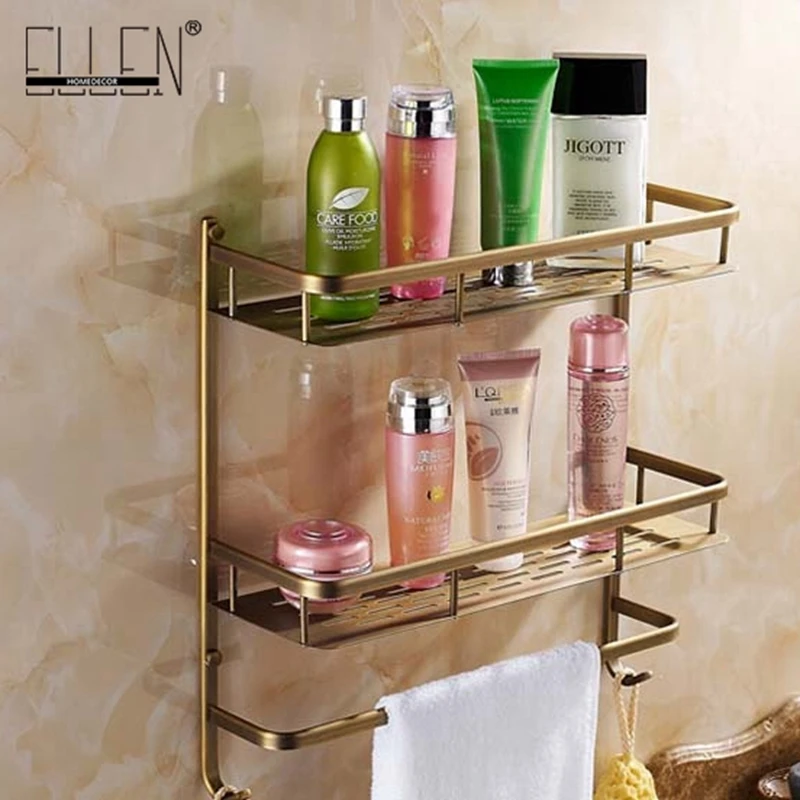 Buy Bathroom Shelves Dual Tier With Towel Rack Square