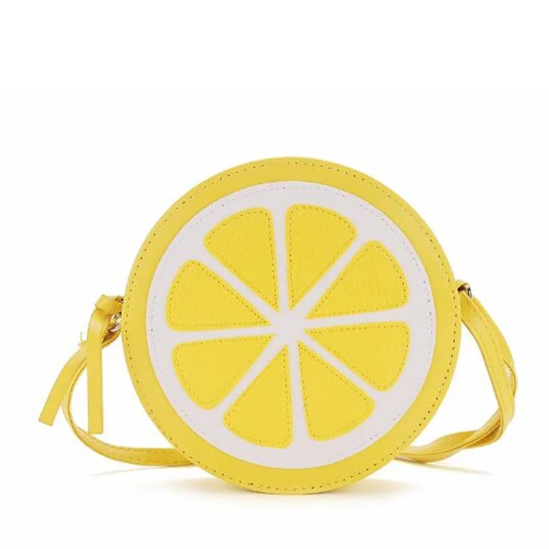 Summer Beach Mini Fruit Shoulder Bags Lovely Yellow Lemon Bag PU Leather Purse Messenger Bags
