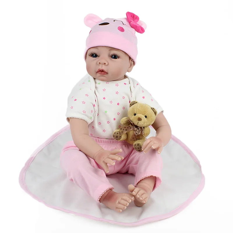 

22 Inch Newborn cotton Body Silicone Doll Reborn Vinyl Realistic Collectible Doll Reborn Baby Simulator Dolls For Girls Toys