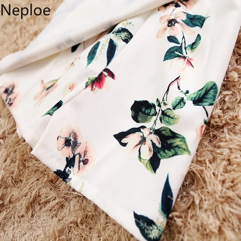 Neploe Ретро стиль цветочный принт женские комбинезоны летние с зубчатым