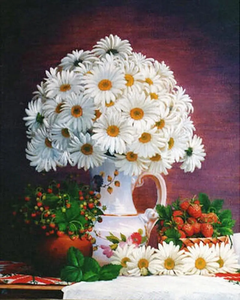 

Full diamond manual diamond mosaic Home Decoration gift Crafts diamond Needlework Daisy vase picture Cross Stitch