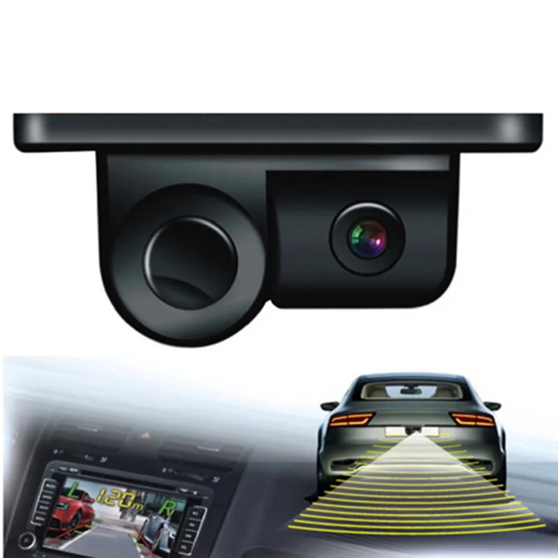 2 In 1 Car Parking Sensors Rear View Backup Camera Universal High Clear