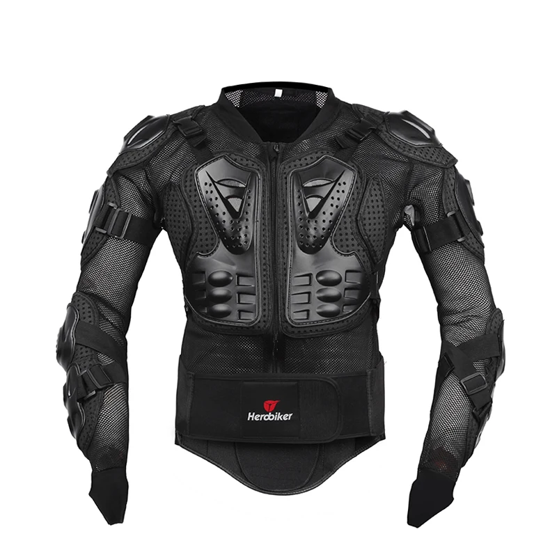 HEROBIKER, мотоциклетная броня, защитное снаряжение, мотоциклетная куртка, бронежилет, гоночная куртка для мотокросса, одежда для мотокросса, защита - Цвет: Черный