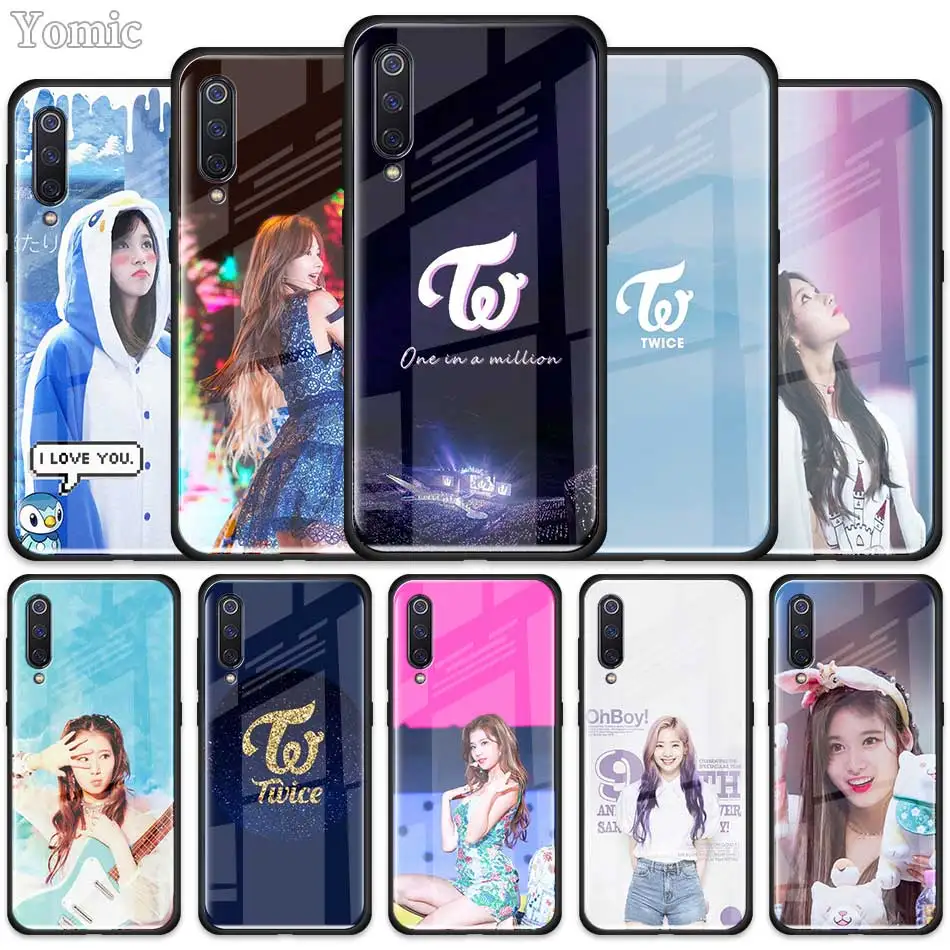 

Twice Mina Momo Kpop Tempered Glass Case for Xiaomi Redmi Note 7 6 Pro K20 Pro Redmi 7 Mi 9 Black Soft Edge Cases Cover Shell