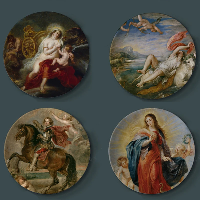 

Paul Rubens Painting Decorative Plates Ceramic Home Artistic Dish Hotel Living Room Religion Display Oil Painting Plates
