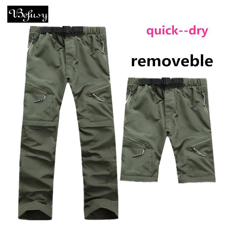 Befusy nuevos hombres de secado rápido extraíble Pantalones de senderismo deporte al aire libre de verano transpirable Pantalones camping trekking Pesca masculino Pantalones cortos