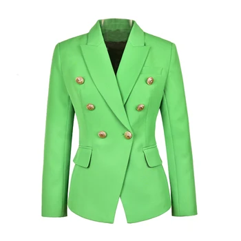 

Plus Size XXXL Quality Streetwear Fall Fit Design Women Candy Color Green Slim Blazer High Street Blazers