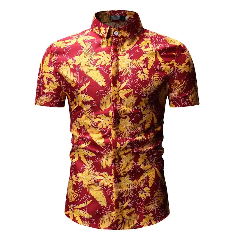 3D أوراق طباعة قميص الرجال 2019 الصيف جديد قصير كم قميص هاواي صيفي رجل عارضة زر أسفل اللباس قمصان ل عطلة قميص 3XL