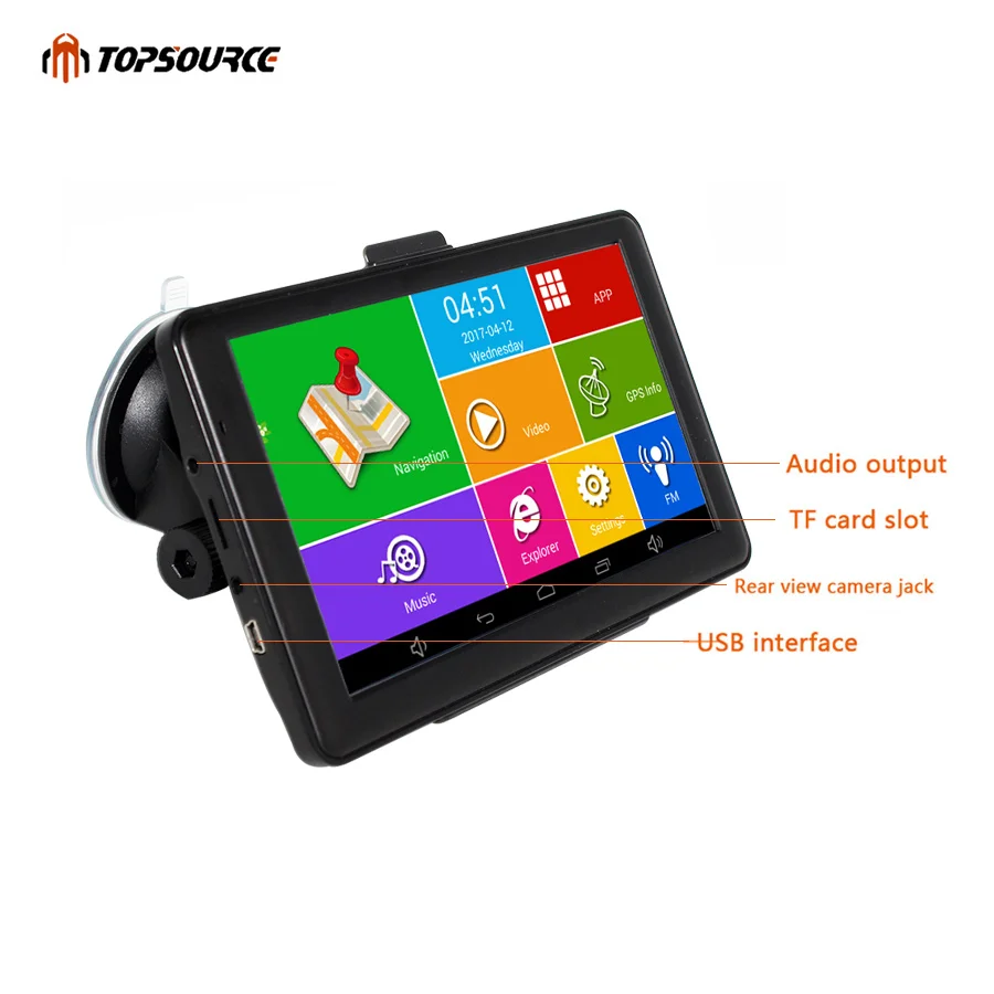 TOPSOURCE Car GPS Navigation Android WIFI Bluetooth FM automobile navigator sat nav navitel/Europe/USA/Russia/UK Free map