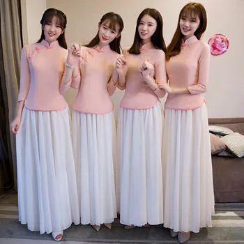 

Summer New Pink Women Qipao Wedding Bridesmaid Dress Sexy Stage Show Cheongsam Elegant Long Vestido De Festa Size S M L XL XXL