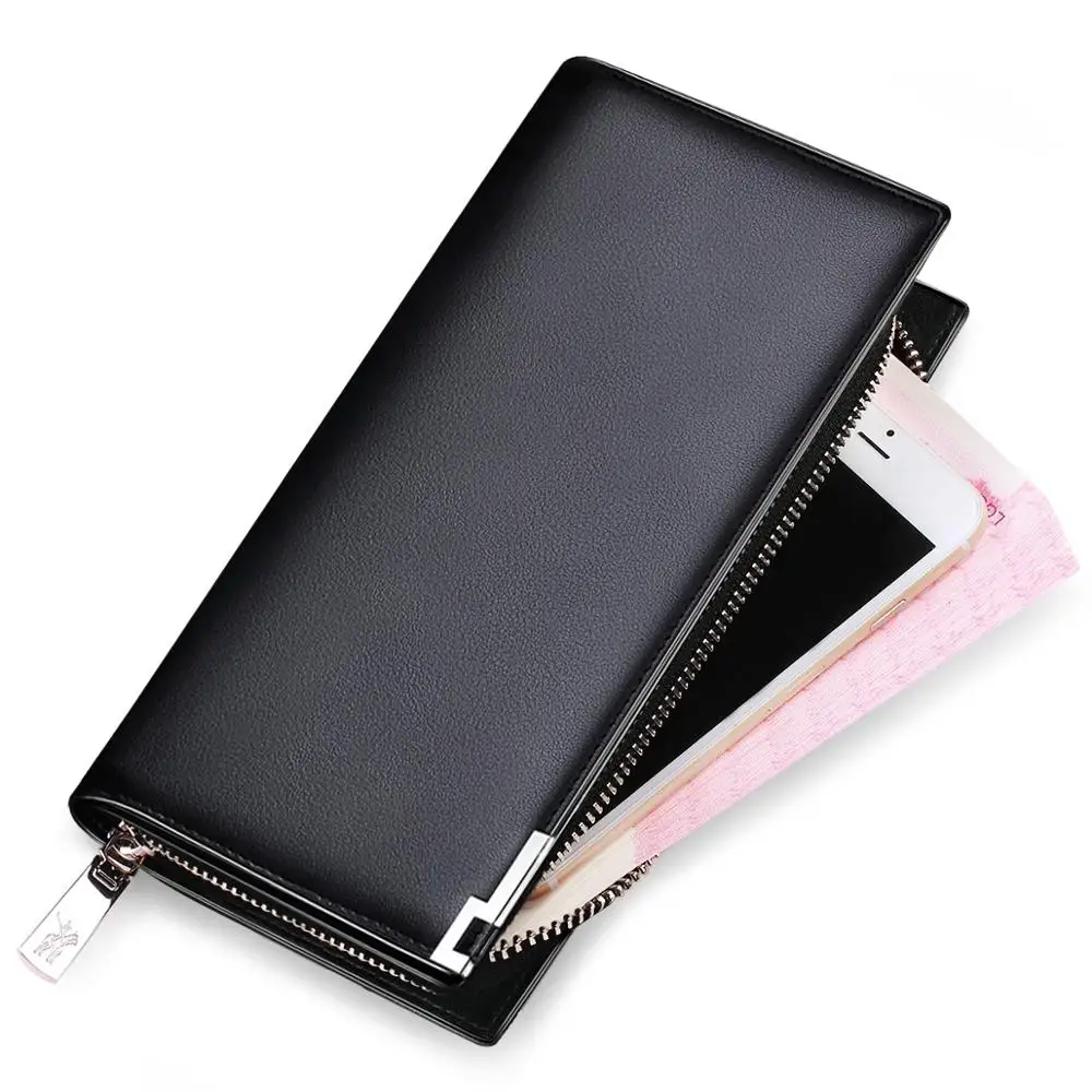 

WilliamPOLO rfid Wallet Long Clutch Credit Card Holder Genuine Leather Phone Purse Accordion Multi Card Case Zipper Pocket Bag