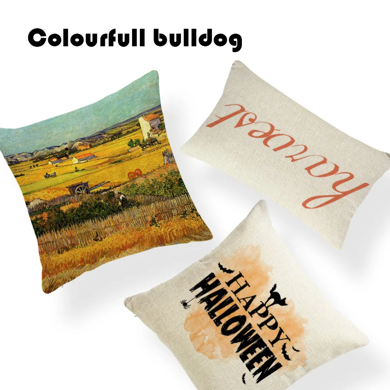 

Cool Harvest Carnival Happy Fall Y'All Thanksgiving Pumpkin Cushion Covers Pillow Square Linen Decor Crowe Halloween Kussenhoes