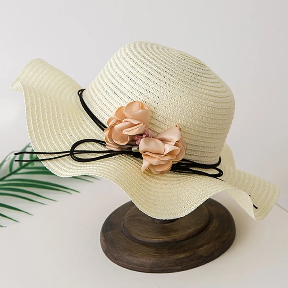Большая женская летняя шляпа с защитой от ультрафиолета Складная соломенная шляпа с широкими полями колпачки в цветочном стиле Sombrero Mujer Verano c