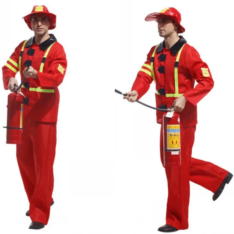 New High Quality Men Firefighters Cosplay Costume Top Pants Male Firemen Costumes Stage Game Uniforms Halloween 