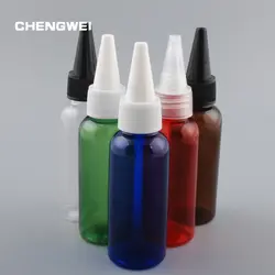 Chengwei оптовая продажа Пластик косметический реагент Контейнер 50 мл острым Топ Кепки флакон духов Sharp рот бутылку 20 шт./лот