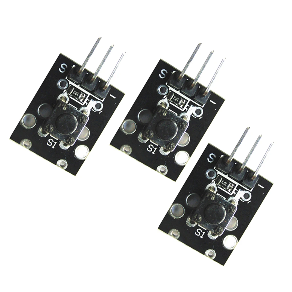  3 Pieces KY-004 Tactile Switch 3 Pins Breakout Board Module