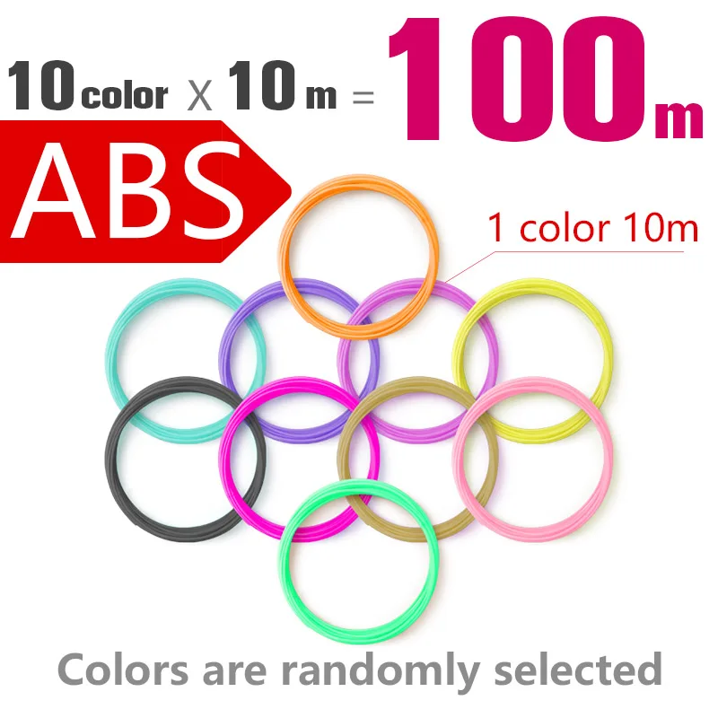 Качественный продукт, pla/abs 1,75 мм, 20 цветов, нить для 3d ручки, pla 1,75 мм, pla нить, abs нить, 3d Ручка, пластиковая 3d нить, rainbo - Цвет: ABS 10color 10M