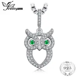 JewelryPalace зелеными глазами Сова 0.2ct Nano России имитация Изумрудный кулон Цепочки и ожерелья стерлингового серебра 925 45 см цепи коробки