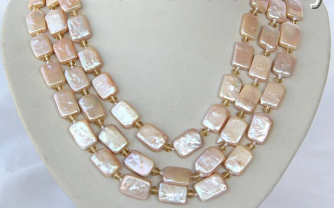 

Miss charm Jew1855 stunning 3rows big 19mm baroque pink freshwater cultured pearl necklace AAA