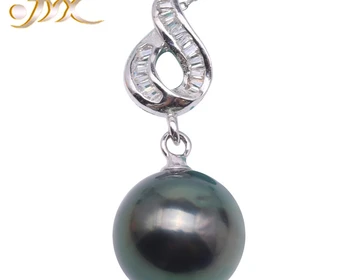 

11.5mm Peacock Green Tahitian Pendant Pearl South Sea Cultured Pendant in 925 Sterling Silver 18 inches AAA