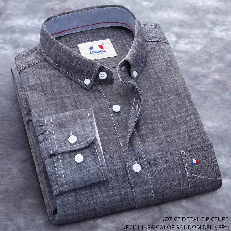 LANG men G приталенная Мужская рубашка с длинным рукавом, брендовая Новая модная дизайнерская Высококачественная однотонная мужская одежда, облегающие деловые рубашки - Цвет: COLOR0201