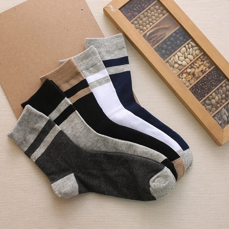 

1 Pair Men Casual Socks Autumn Winter Breathable Male Sock Striped Cotton Socks