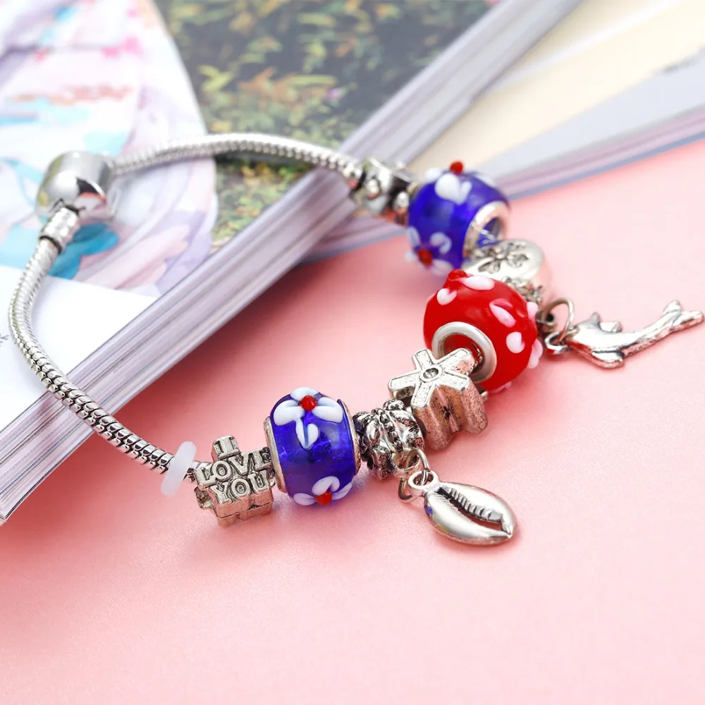 

2018 Fashion Leaf Chain Bracelets hand Beads Charm Bracelets & Bangles For Women DIY Handmade Jewelry