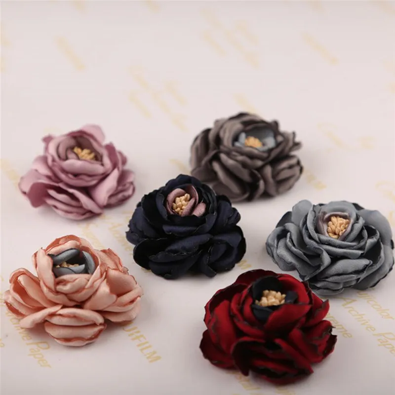 

10PCS Satin Yarn Flower Patch Sewing on Applique Dress Swimsuit Hair Accessories Shoes Bags DIY Apparel Decoration Patches