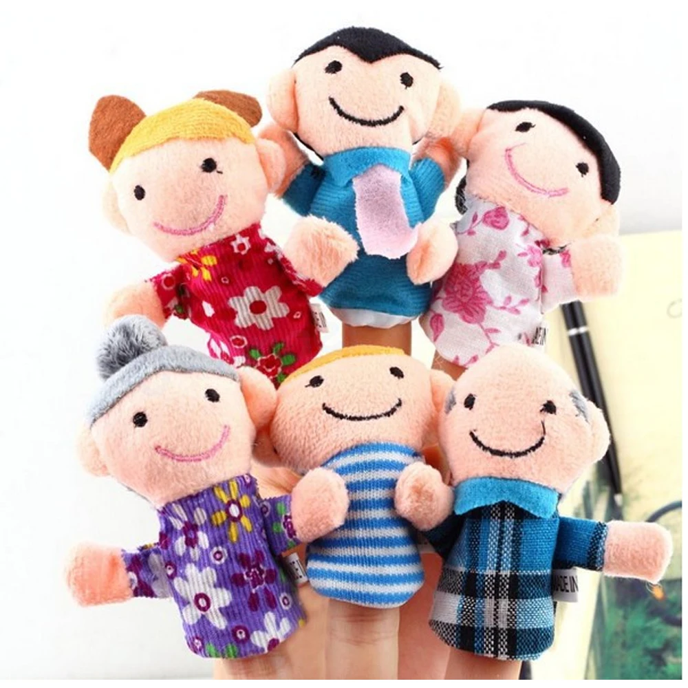 

6pcs/bag Finger Plush Puppet Happy Family Story Telling Dolls Support Children Baby Educational Toys Wholesale