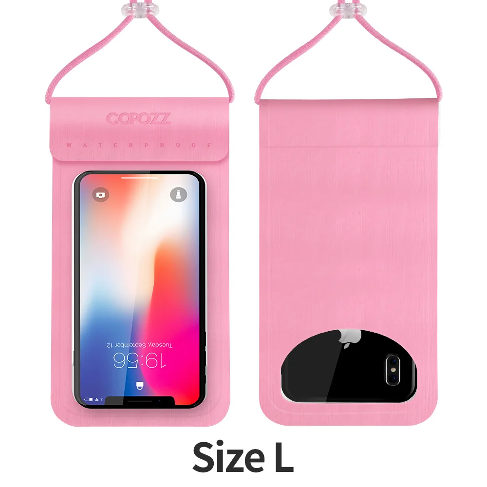 COPOZZ водонепроницаемый чехол для телефона для iPhone X/8/7/6 S Plus/samsung S7 для плавания и подводного плавания, лыжного спорта, дайвинга, подводного плавания, чехол для мобильного телефона - Цвет: L Size Pink