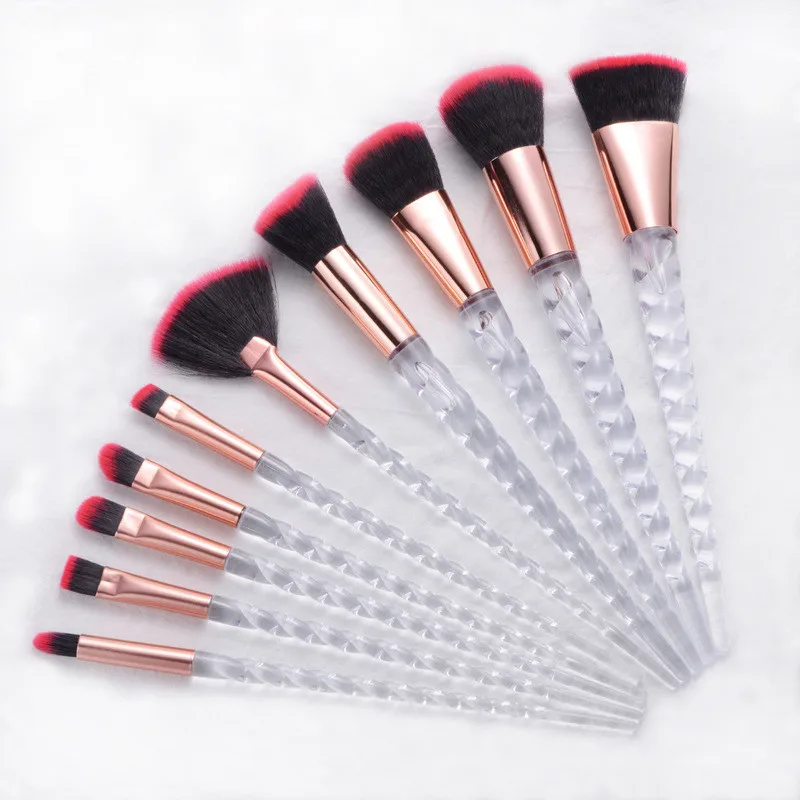 

10pcs Crystal Spiral Unicorn Makeup Brushes Set Cosmetic Brush pincel maquiagem Eye shadow Eyeliner Eyelash Powder Make Up Tool