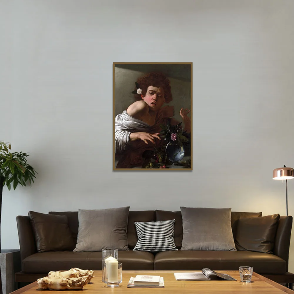 

Abstract Canvas Painting Oil Poster Boy Bitten by a Lizard -Caravaggio Wall Picture for Living Room Home Decor Unframed