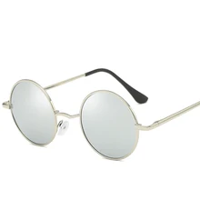 Gafas de sol polarizadas redondas clásicas Retro para hombre, gafas de sol de diseñador de marca para mujer, montura metálica, gafas negras para conducir