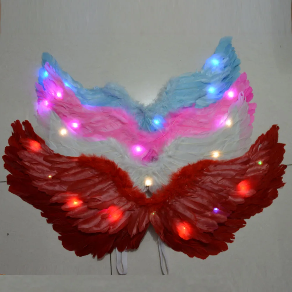 

Glowing Party Light Up LED Angel Feather Wings Photo Prop for Women Girls Stage Show Costume Carnival Wedding Decorations