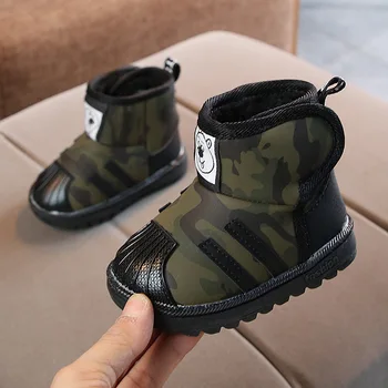 

Winter new children's snow boots tendon soft bottom warm baby cotton shoes plus velvet thick baby toddler shoes