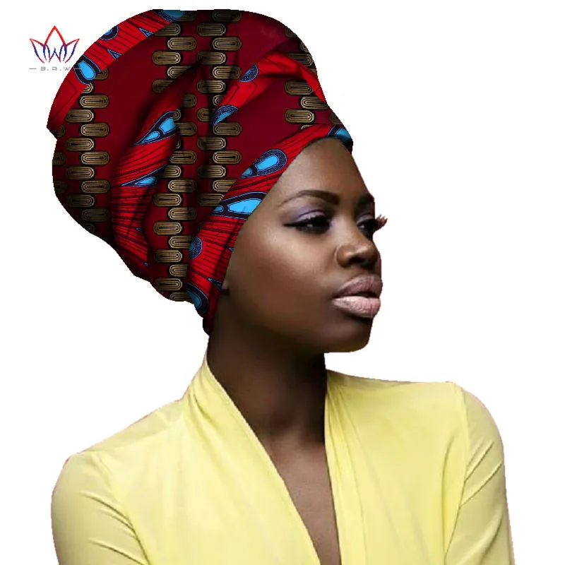 Мульти-цветной головной убор повязка на голову Базен головные украшения Обёрточная бумага галстуком-бабочкой шарф Высокое качество африканских волос головной платок для Для женщин AF005