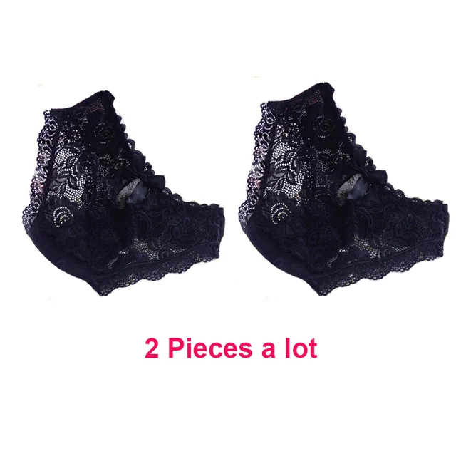 Buy 2 Piece/ Lot Sexy Women Black Panties Laced Briefs