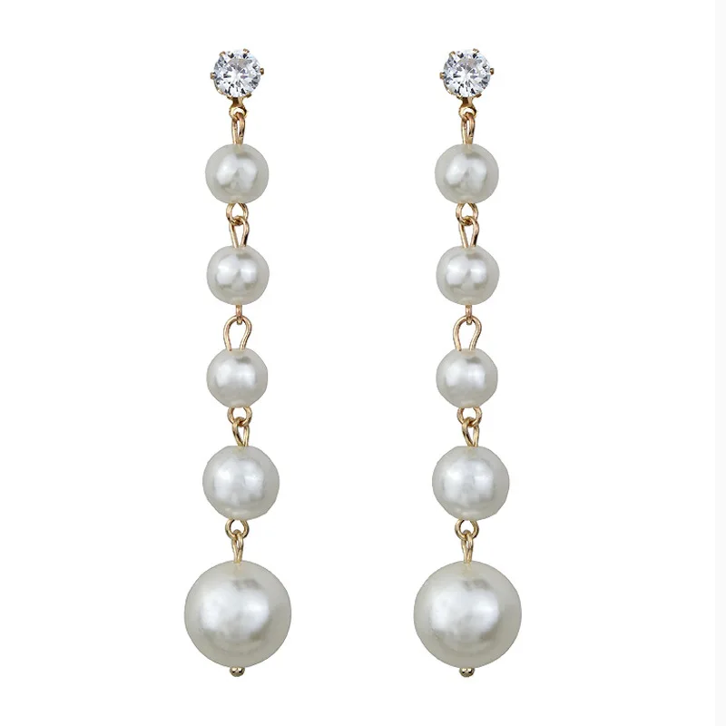 

Long Pearl Earrings pendiente flamenca acrylic Rhinestone earrings vintage drop earrings jewelry women Big earrings boho jewelry