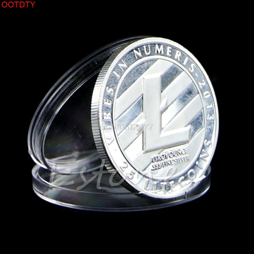 Памятные монеты посеребренные 25 LTC Litecoin Vires в цифрах медальон Новая монета