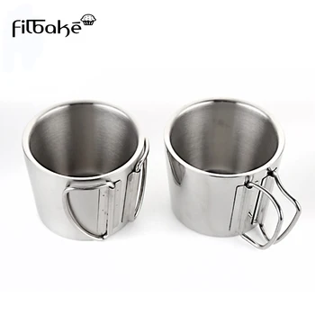 

FILBAKE Multifunctional Coffee Tea Mugs Cup Stainless Steel Folding Handle Cafe Bottles For Home Decoration Accessories