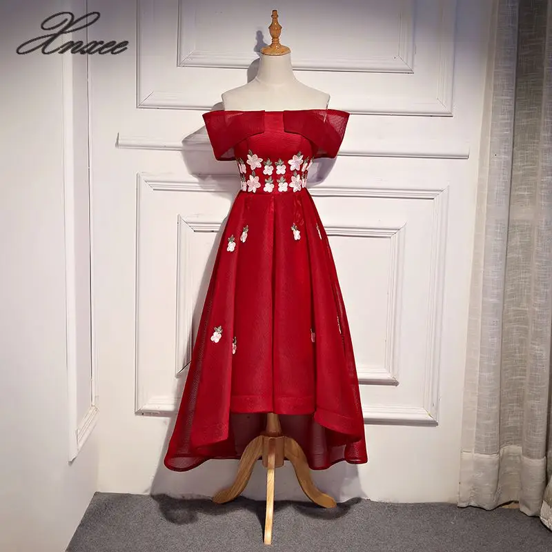 Элегантное короткое переднее длинное платье на спине - Цвет: Бургундия