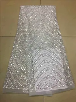 

Fashion sequins design French tulle lace fabric hot sale net lace cloth for party dress UN132(5yards/lot)