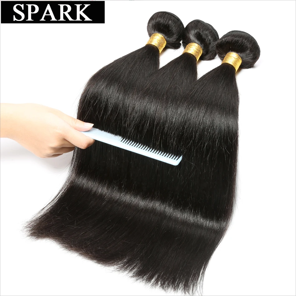 SPARK Hair, бразильские натуральные волосы, прямые, 1 шт., вплетаемые пряди, необработанные человеческие волосы для наращивания, можно окрашивать и отбеливать