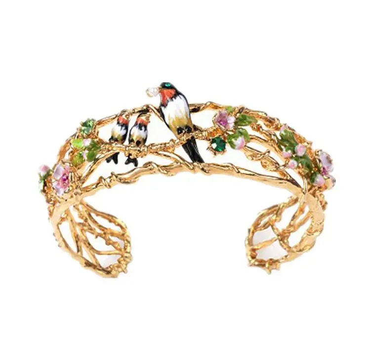

CSxjd High quality luxury enamel glaze flowers Frog bracelet jewelry