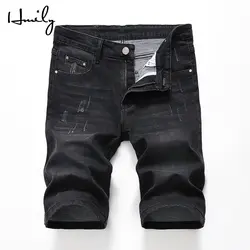 HMILY мужские джинсовые шорты хорошего качества мужские короткие джинсы хлопок твердые прямые короткие джинсы мужские повседневные